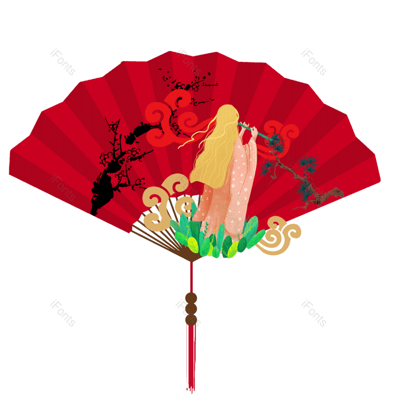 传统图片,扇子元素,吉祥PNG,纹样免抠素材